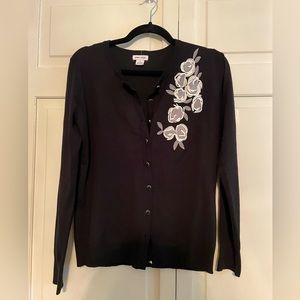 Anna Rose floral embroidered cardigan sweater small.